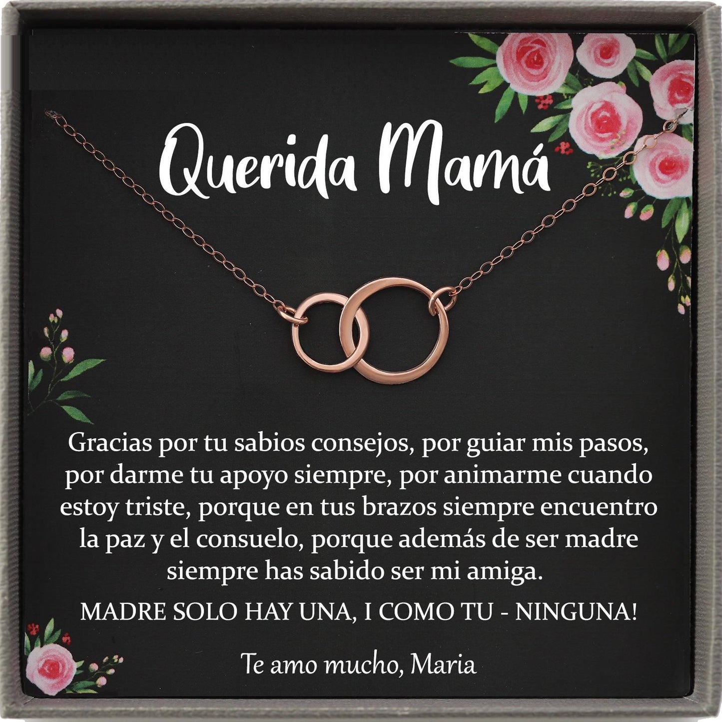 Regalo para Mamá, Madre Necklace, Spanish Mother Birthday, Joyería Para Mamá, Feliz Cumpleaños mama Querida Spanish mother of the bride gift