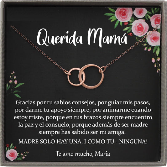 Regalo para Mamá, Madre Necklace, Spanish Mother Birthday, Joyería Para Mamá, Feliz Cumpleaños mama Querida Spanish mother of the bride gift