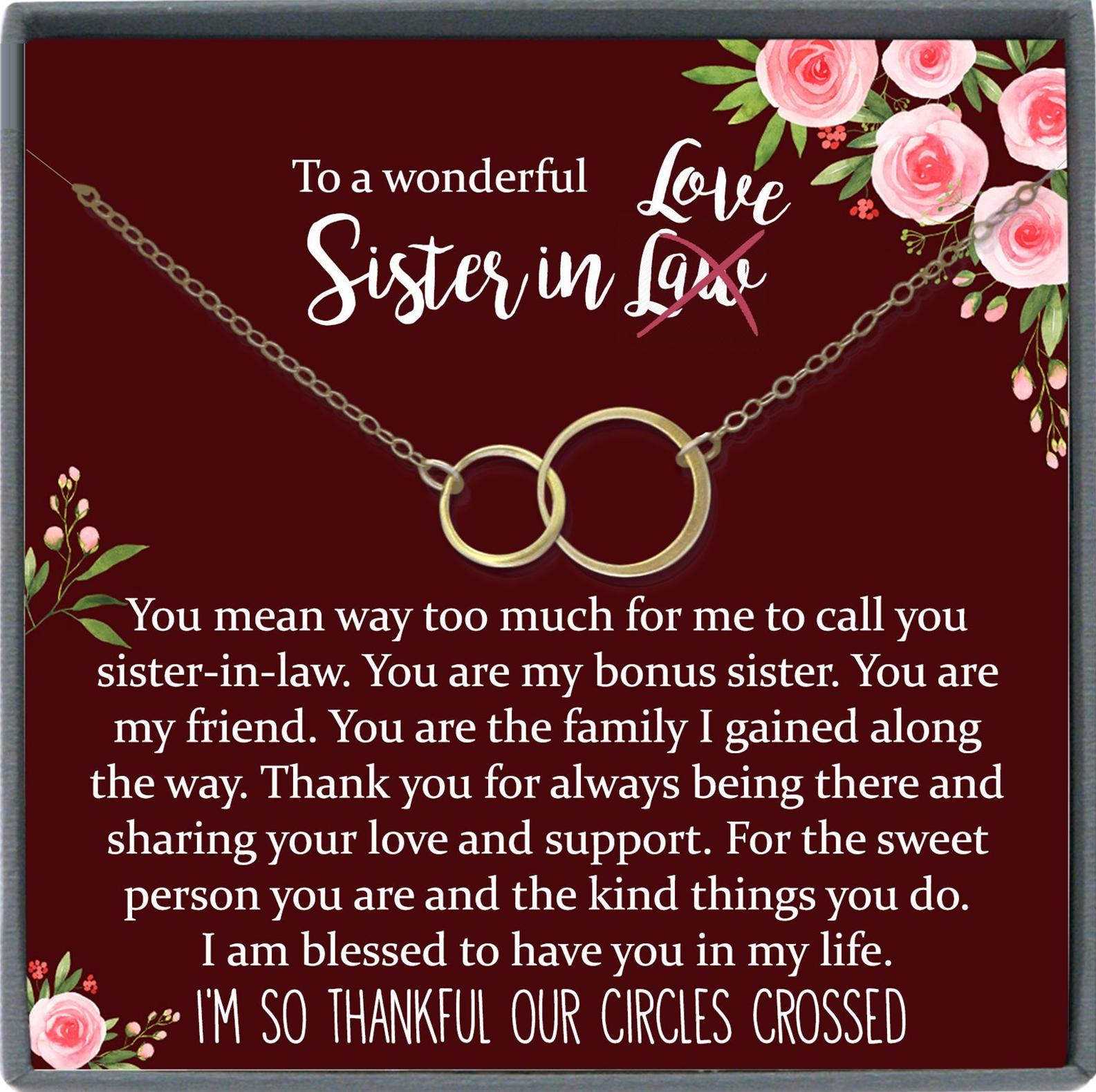 Sister in Law Necklace Sister-in-Law Birthday Gift for Sister in Law Gift from Bride best sister in law ever