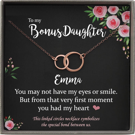 Stepdaughter Gift for Step Daughter, Bonus Daughter Gift Necklace Blended Family Step daughter Gift daughter of bride Interlocking circles