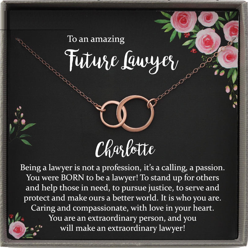 Law Student Gift, Law School Graduation Gift, Law School Gift, Future Lawyer Gift Necklace with Personalized Message