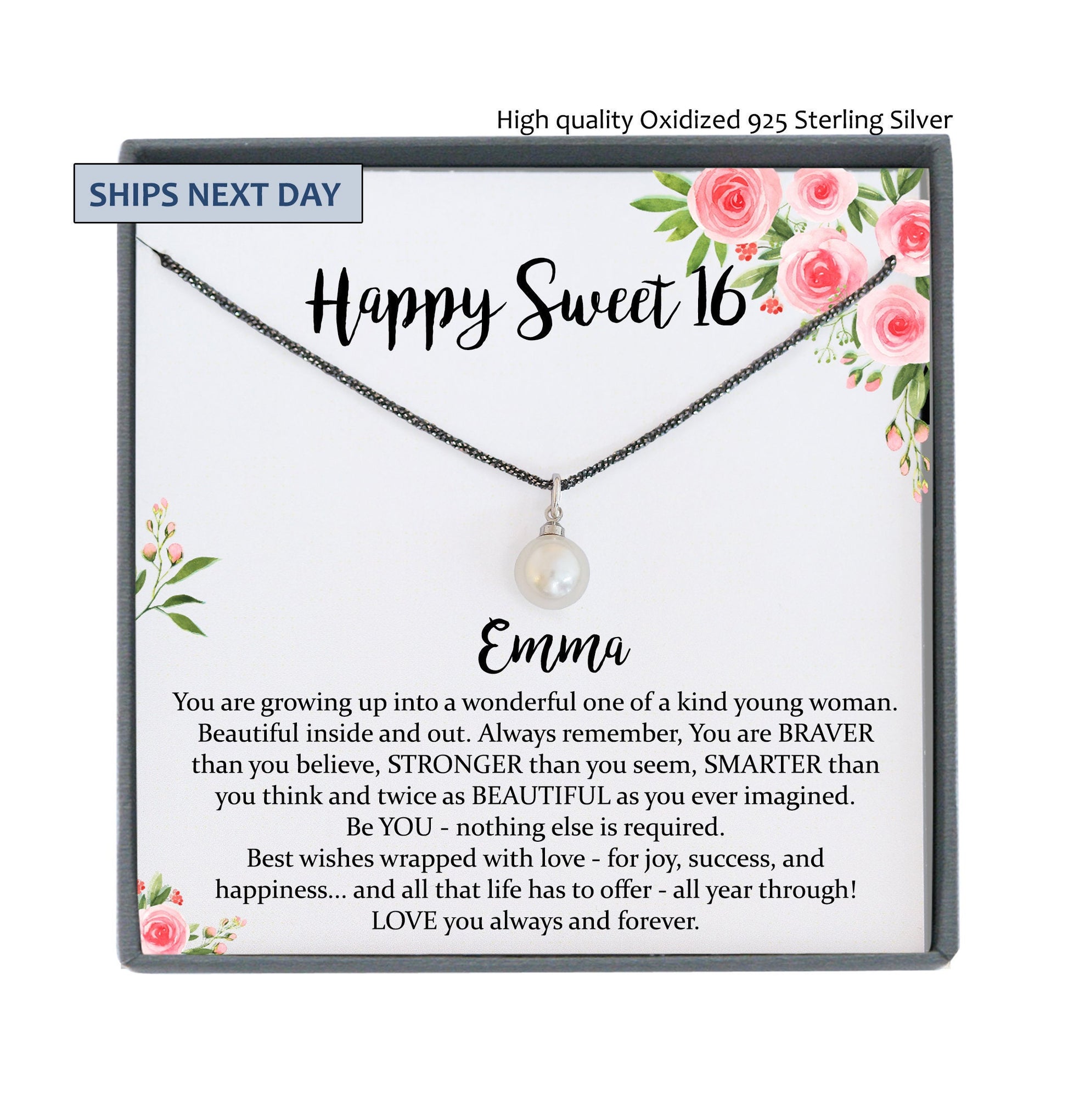 Sweet 16 gift, 16th birthday gift girl necklace, sweet 16 necklace, gift for 16 year old girl, Oxidized Silver Necklace, Black Necklace