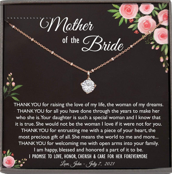 Mother of the Bride Gift from Groom, Mother in Law Wedding Gift from Groom, Wedding Gift for Mother in Law Cubic Zirconia Solitaire Necklace
