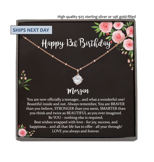 13th birthday girl, 13th birthday gift official teenager, Thirteenth Birthday Necklace, gift for 13 year old girl gifts, Teen birthday