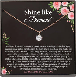 Encouragement Gifts, CZ Diamond Solitaire Necklace, Warrior Necklace Inspirational Gifts Strength Necklace Sobriety Recovery Breast Cancer