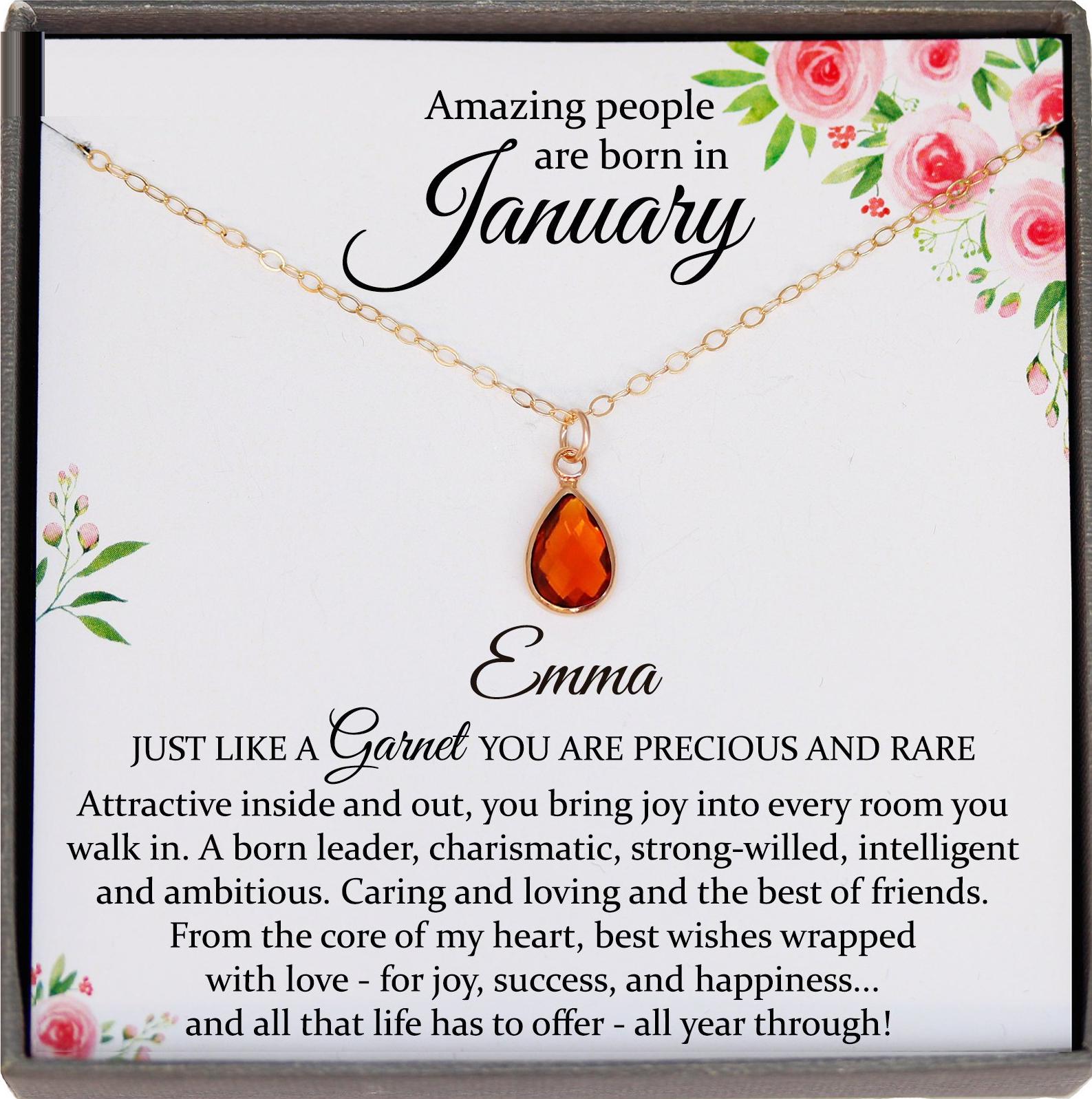 January Birthstone Necklace, Garnet Necklace Gold, January Birthday Gifts, Dainty Necklaces for Women