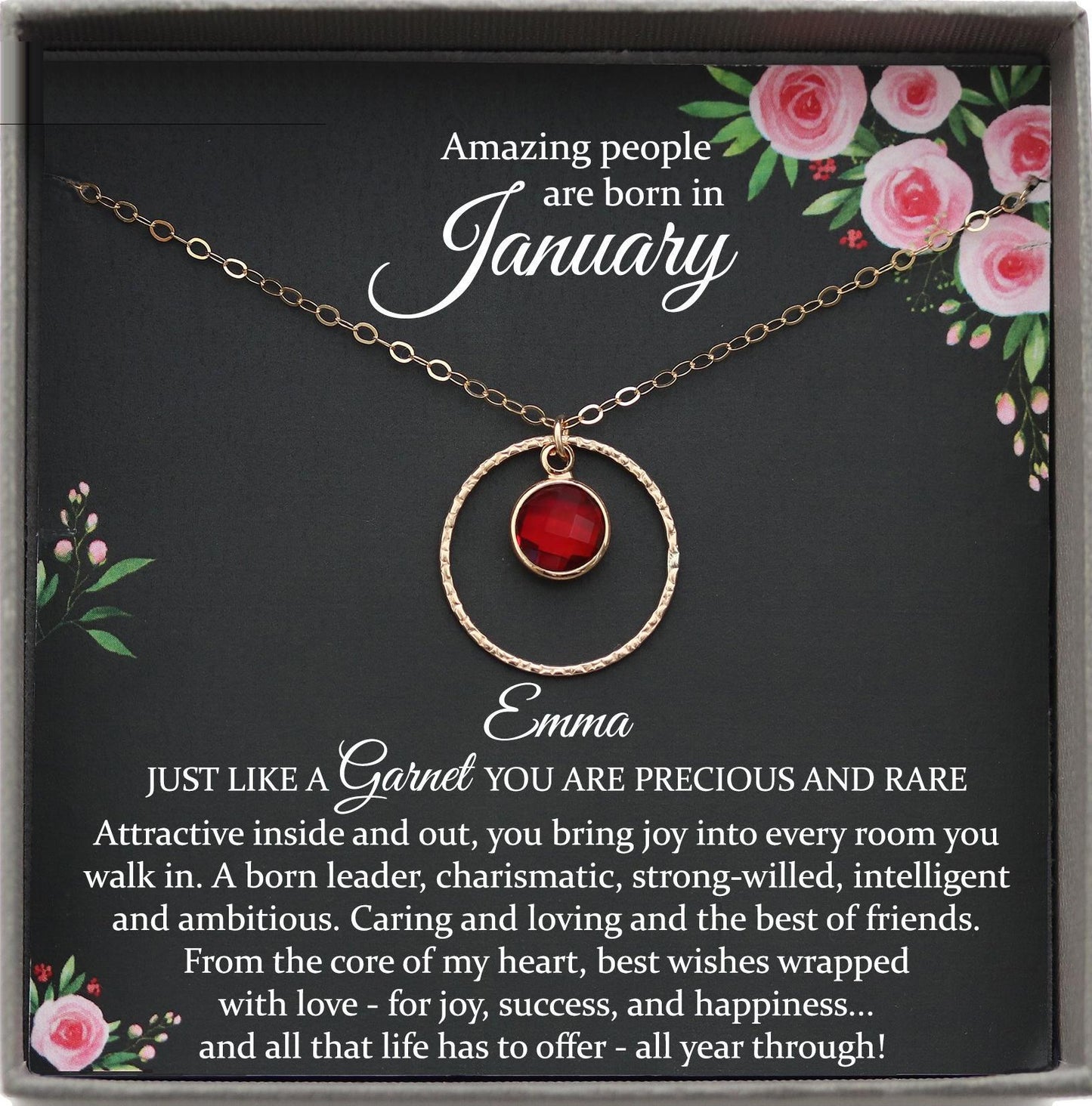January Birthstone Necklace, Garnet Necklace Gold, January Birthday Gifts, Dainty Necklaces for Women