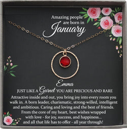 January Birthstone Necklace, Garnet Necklace Gold, January Birthday Gifts, Dainty Necklaces for Women
