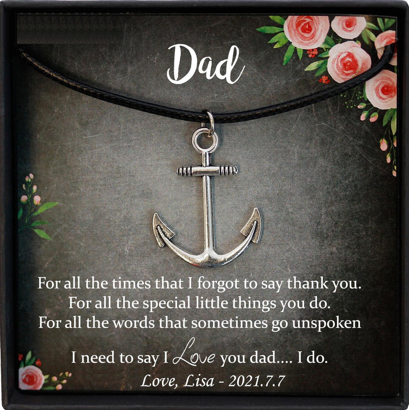 Dad Gift for Dad Christmas Gift, Dad Birthday Gift Ideas, Dad Gift from Daughter Wedding, Anchor Necklace Men