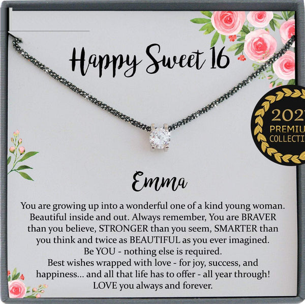 Sweet 16 gift, 16th birthday gift girl necklace, sweet 16 necklace, gift for 16 year old girl, Oxidized Silver Necklace, Black Necklace