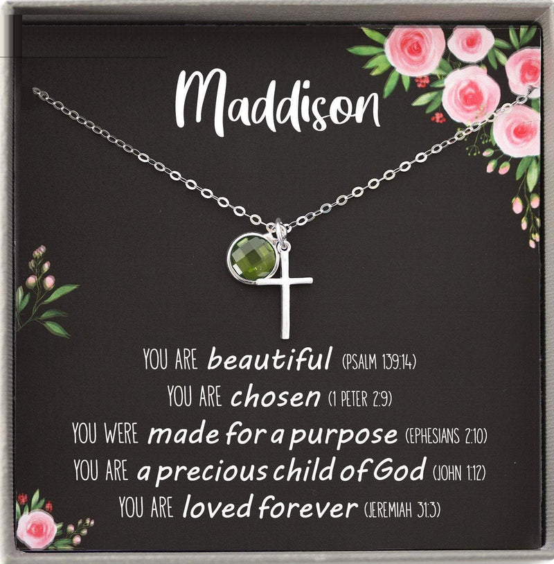 Personalized Christian Gifts, Baptism Gift Girl Religious Gifts for Women, Bible Verse Necklace, Christian jewelry, Cross Necklace