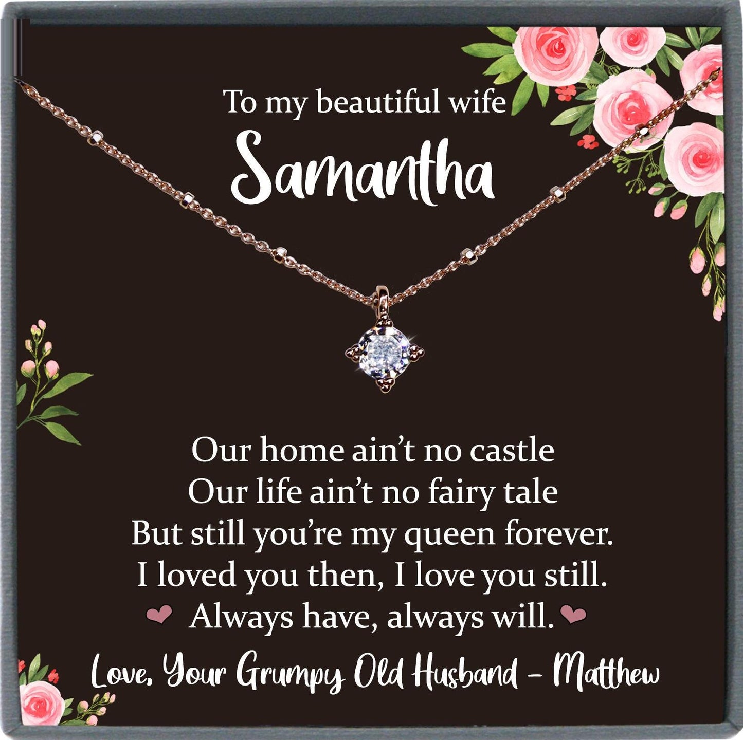 To My Wife Necklace With Message Card, Wife Gift From Husband, Anniversary Gift for Wife, Sentimental Gift for Wife, Birthday Gift for Wife