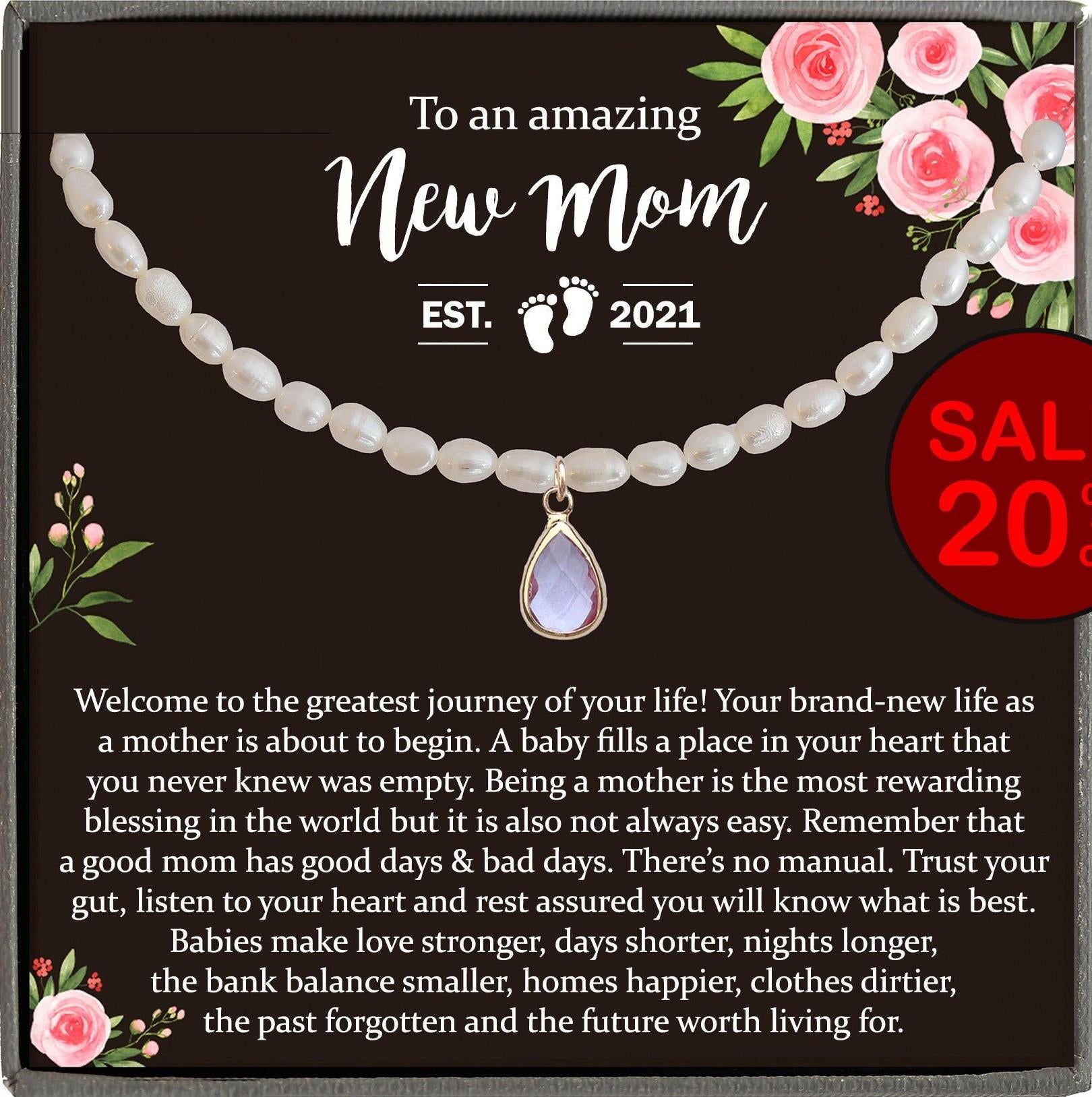 New Mom Gift Jewelry, First Time Mom Gift for first Mother's day Gift for New Mom Necklace Birthstone, New mommy Gift