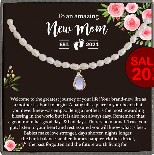 New Mom Gift Jewelry, First Time Mom Gift for first Mother's day Gift for New Mom Necklace Birthstone, New mommy Gift