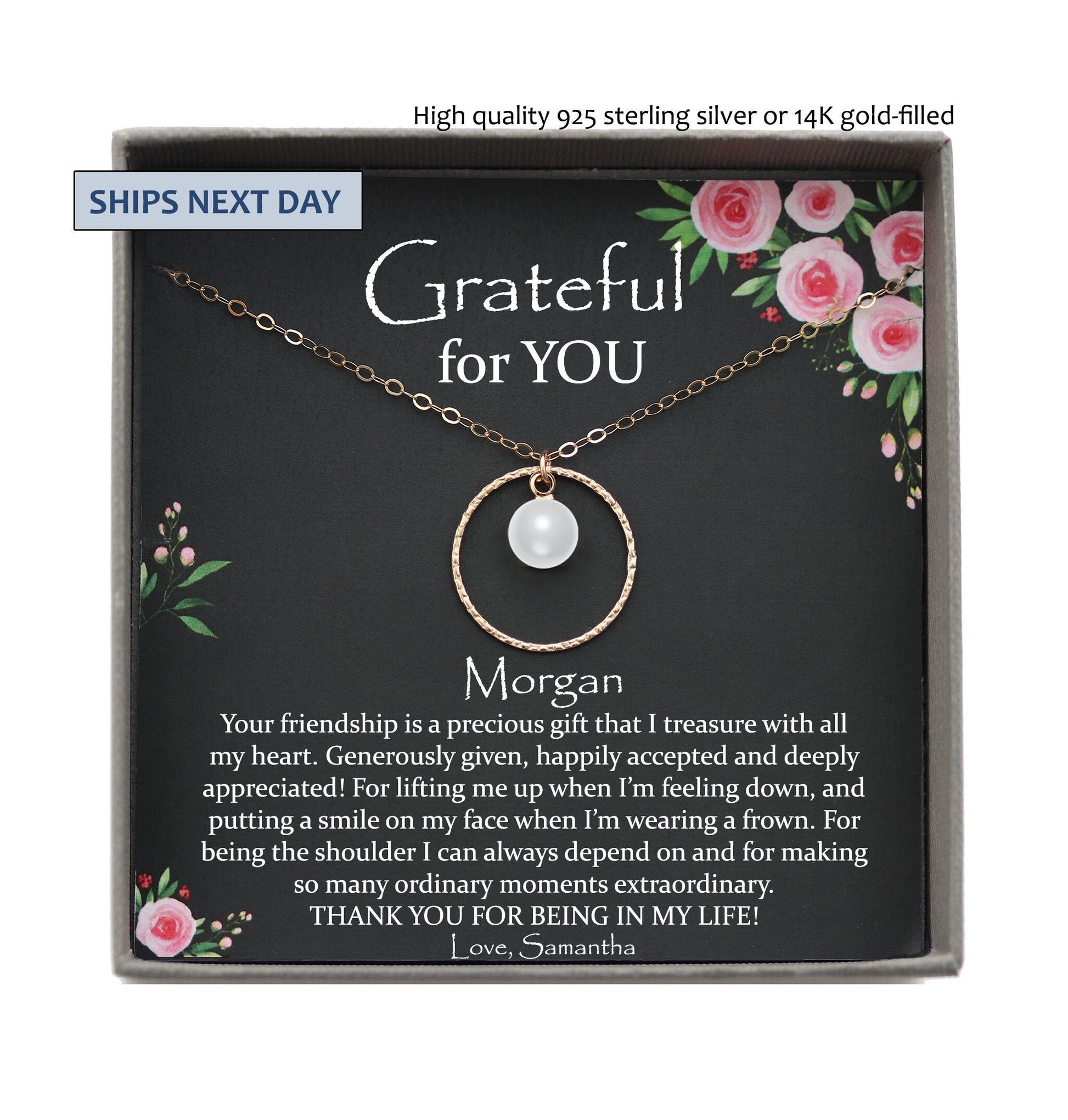 Appreciation Gift, Thank you Gift, Gift for Friend, Best Friend Gift, Gratitude Gift, Best Friend Necklace, Thank you for Being in my Life