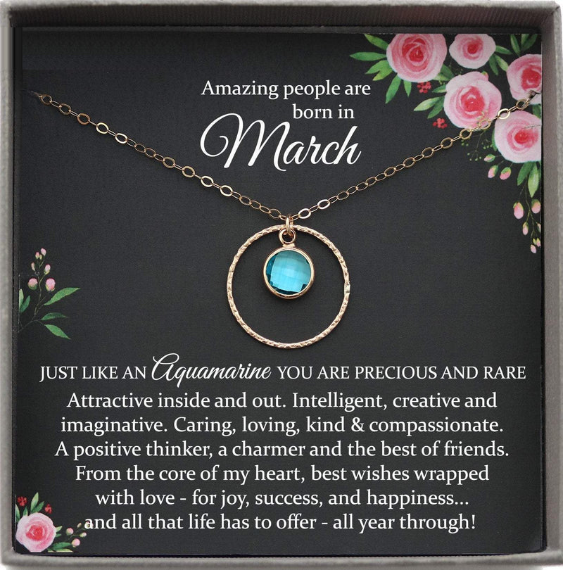 March Birthstone Necklace, Aquamarine Necklace Gold, March Birthday Gifts, Dainty Necklaces for Women