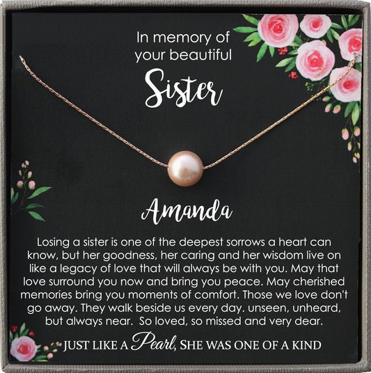 Loss of Sister Necklace, Remembrance Gift, Sister Memorial Necklace, Sister Passing Jewelry, Bereavement Gift, Grief Gift, Memory Jewelry