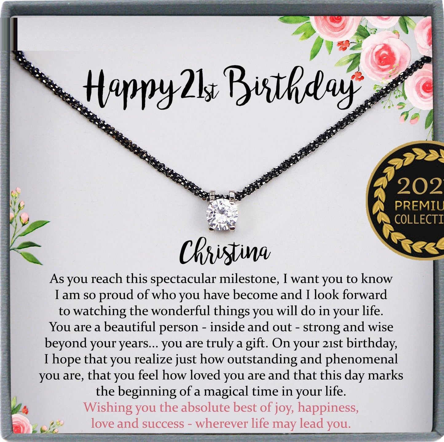 21st Birthday Gift Necklace: Birthday Gift, Jewelry Gift For Her, 21st Birthday Card, Happy 21st Birthday