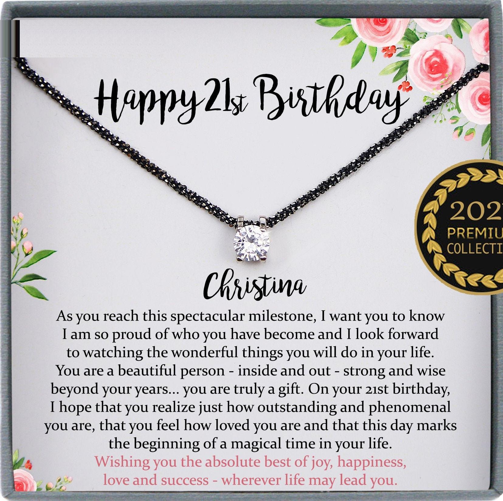 21st Birthday Gift Necklace: Birthday Gift, Jewelry Gift For Her, 21st Birthday Card, Happy 21st Birthday