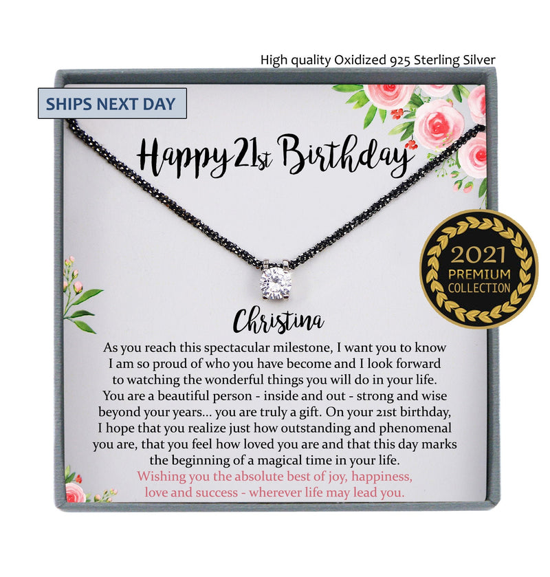 21st Birthday Gift Necklace: Birthday Gift, Jewelry Gift For Her, 21st Birthday Card, Happy 21st Birthday