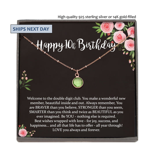 10th birthday girl, 10th birthday gift, Tenth Birthday Necklace, gift for 10 year old girl gifts, Double Digits Birthday