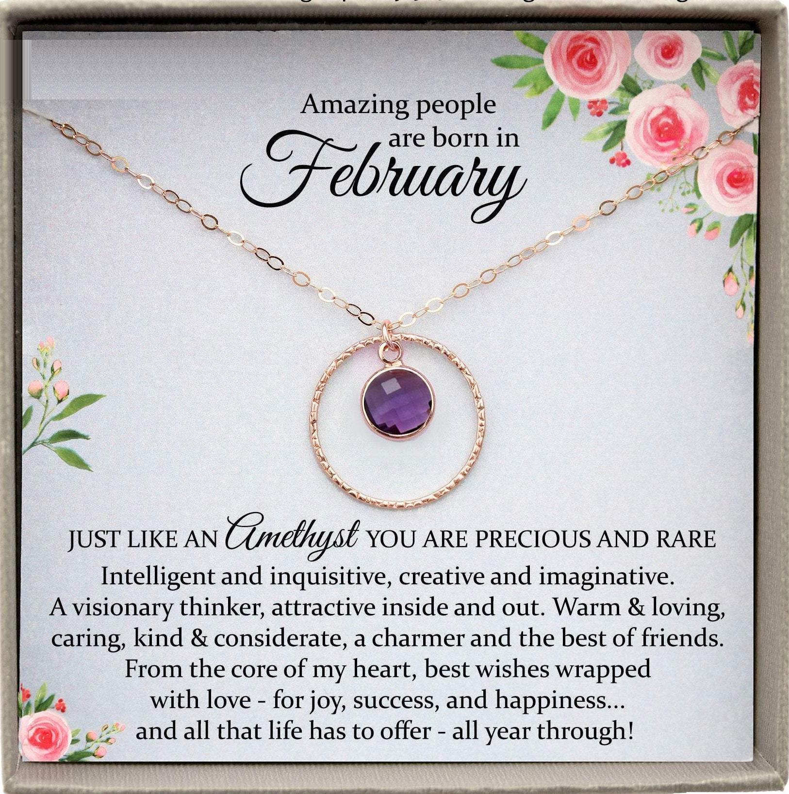 February Birthstone Necklace, Amethyst Necklace Gold, February Birthday Gifts, Dainty Necklaces for Women