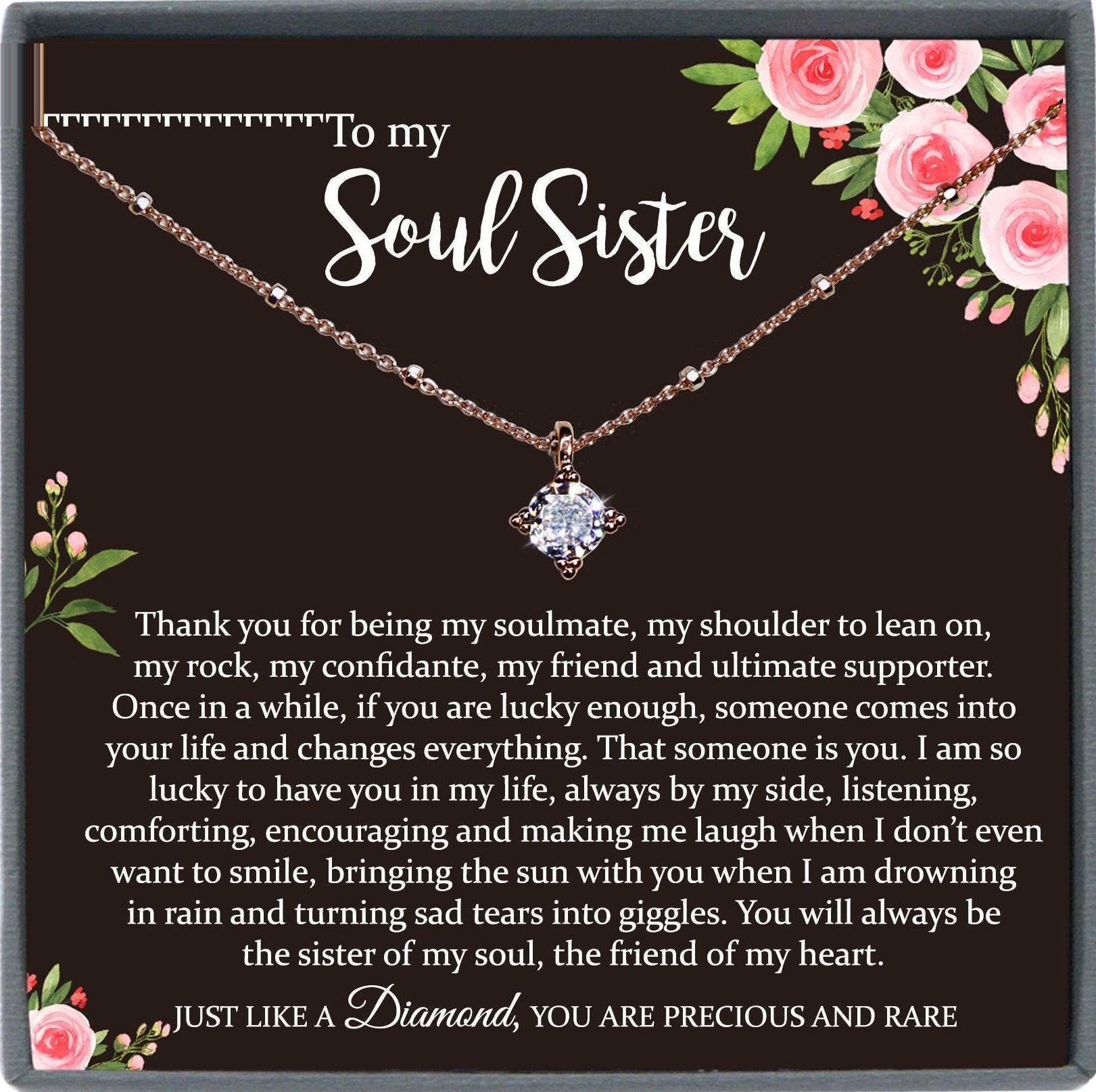 Soul Sister Gift, Best Friend Necklace Soul Sister Necklace Best Friend Gift Thank You Gift for Friend Best Friend Birthday Gift