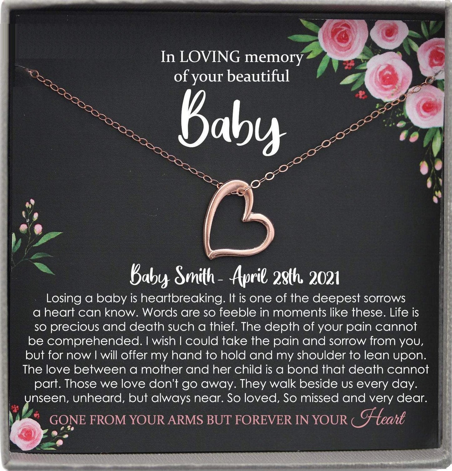 Baby Loss Gift, Infant Loss Gifts, Loss of Baby Necklace, Miscarriage Necklace, Pregnancy Loss Sorry for your loss condolence gift baby Loss