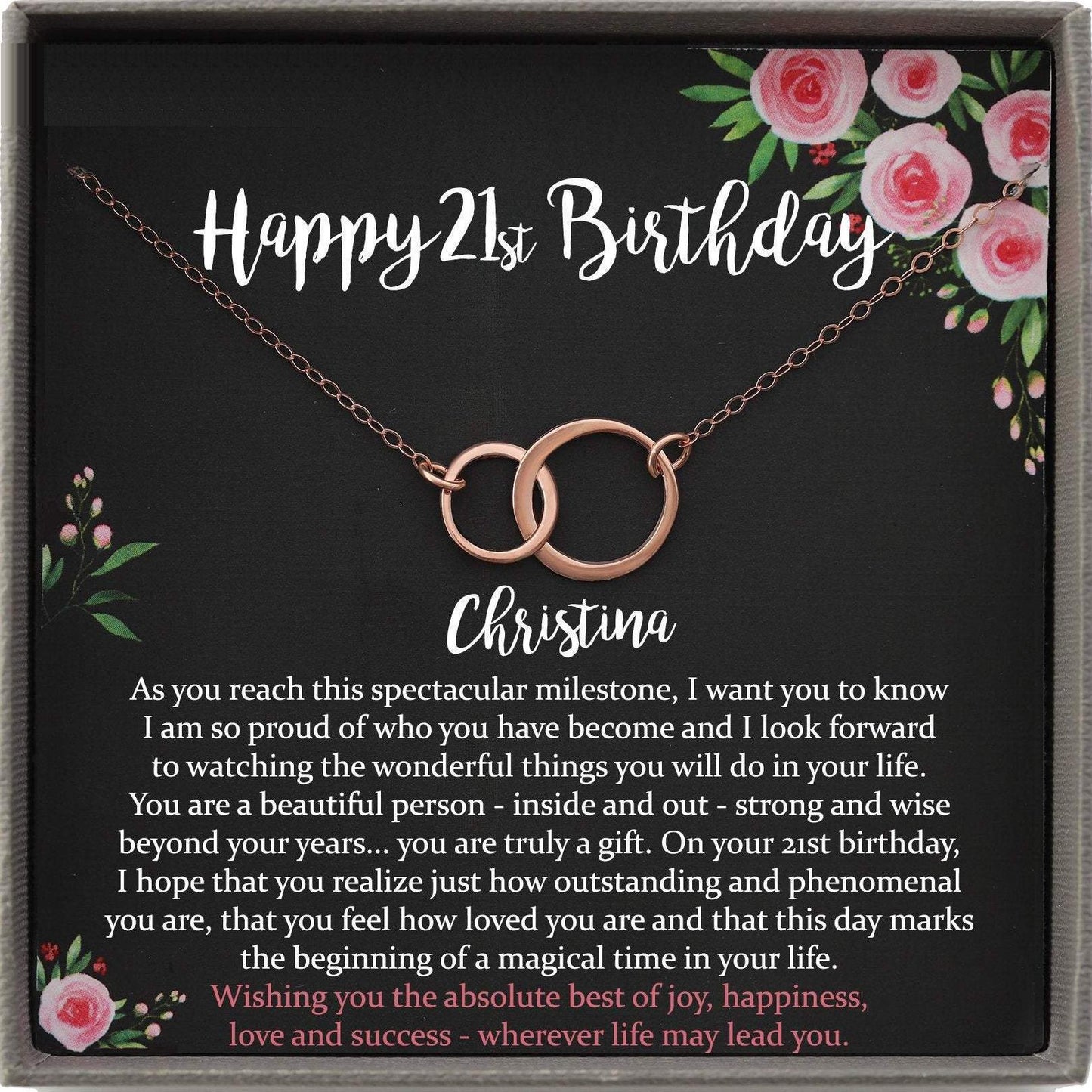 21st Birthday Gift Necklace: Birthday Gift, Jewelry Gift For Her, 21st Birthday Card, Happy 21st Birthday