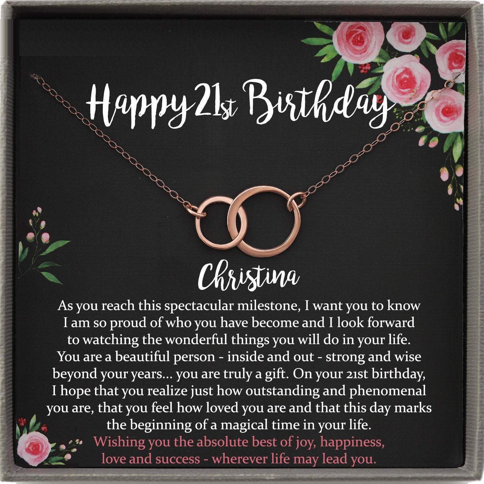 21st Birthday Gift Necklace: Birthday Gift, Jewelry Gift For Her, 21st Birthday Card, Happy 21st Birthday