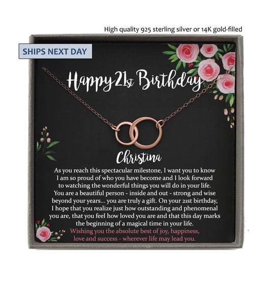 21st Birthday Gift Necklace: Birthday Gift, Jewelry Gift For Her, 21st Birthday Card, Happy 21st Birthday