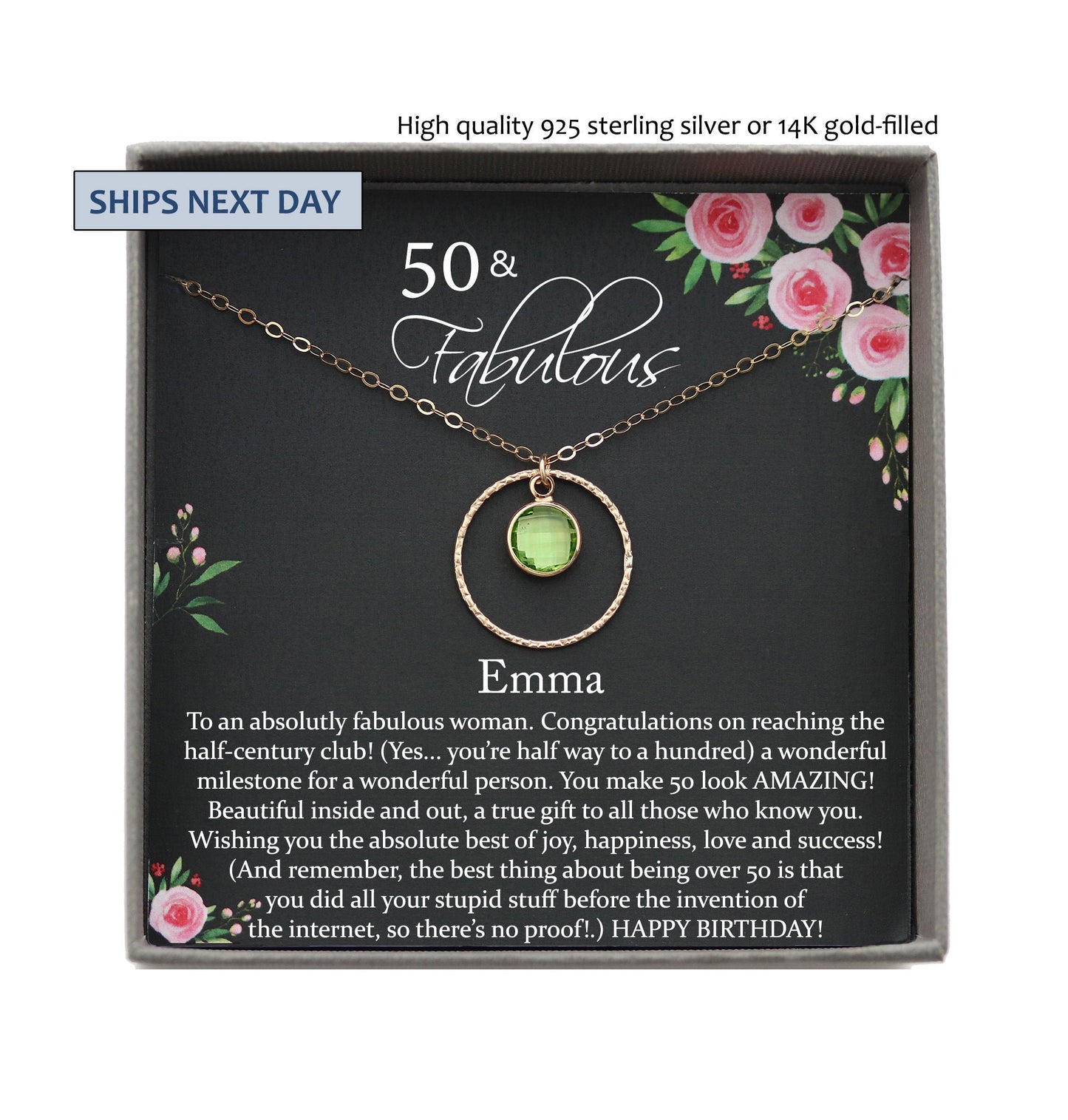Funny 50th Birthday Gift for Women, Fifty and Fabulous Gift Ideas, Funny Birthday Card