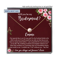 Bridesmaid Proposal Box, Will You Be My Bridesmaid Necklace, Bridesmaid Proposal gift, Single Pearl Necklace, Bridesmaid Gift Box