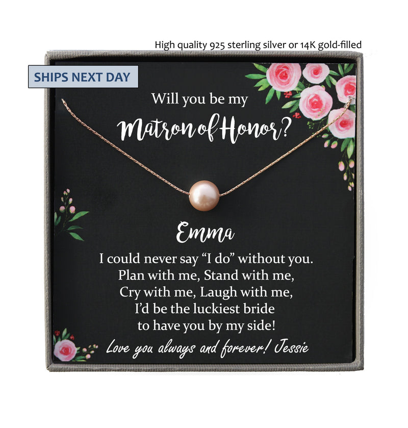 Matron of Honor Proposal Gift Necklace, Will you by my Matron of Honor Gift MOH proposal gift