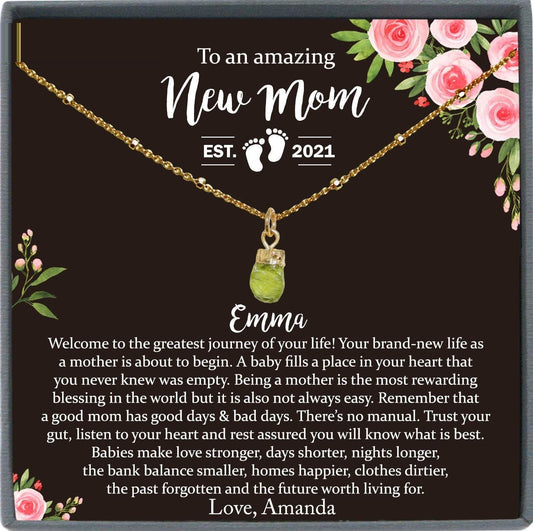 New Mom Gift Jewelry, First Time Mom Gift for first Mother's day Gift for New Mom Necklace Birthstone, New mommy Gift
