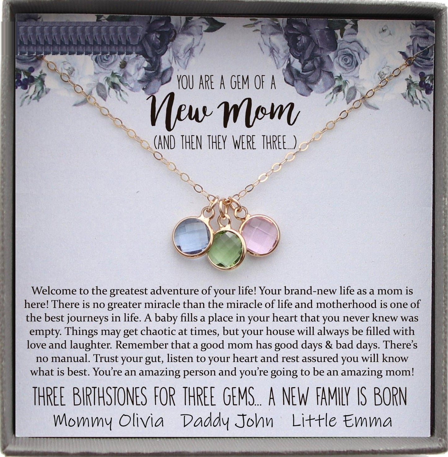 New Mom Gift Jewelry, First Time Mom Gift for first Mother's day Gift for New Mom Necklace Birthstone, New mommy Gift