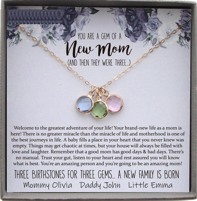 New Mom Gift Jewelry, First Time Mom Gift for first Mother&#39;s day Gift for New Mom Necklace Birthstone, New mommy Gift