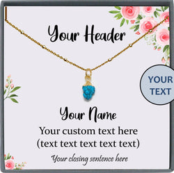 Custom Raw Crystal Necklace, Birthstone Raw Gemstone Necklace Real Natural Stone Personalized Gifts for Women Custom Text Personalized Cards