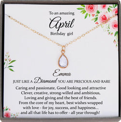 April Birthday Gifts, April Birthstone Necklace, April Necklace, Swarovski Crystal Necklace Clear, Birthday Gifts for Her