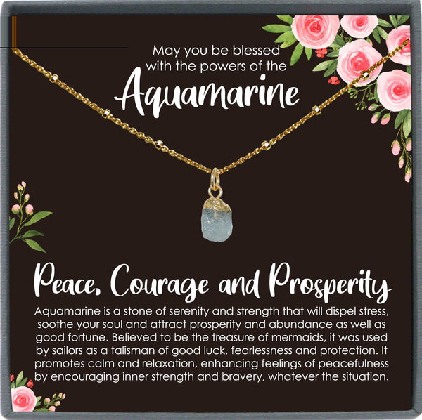 Raw Aquamarine Necklace, March Birthstone Necklace, Raw Gemstone Necklace, Aquamarine Jewelry, Aquamarine Pendant Necklace