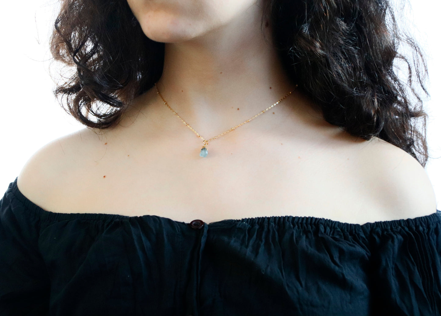 Raw Aquamarine Necklace, March Birthstone Necklace, Raw Gemstone Necklace, Aquamarine Jewelry, Aquamarine Pendant Necklace