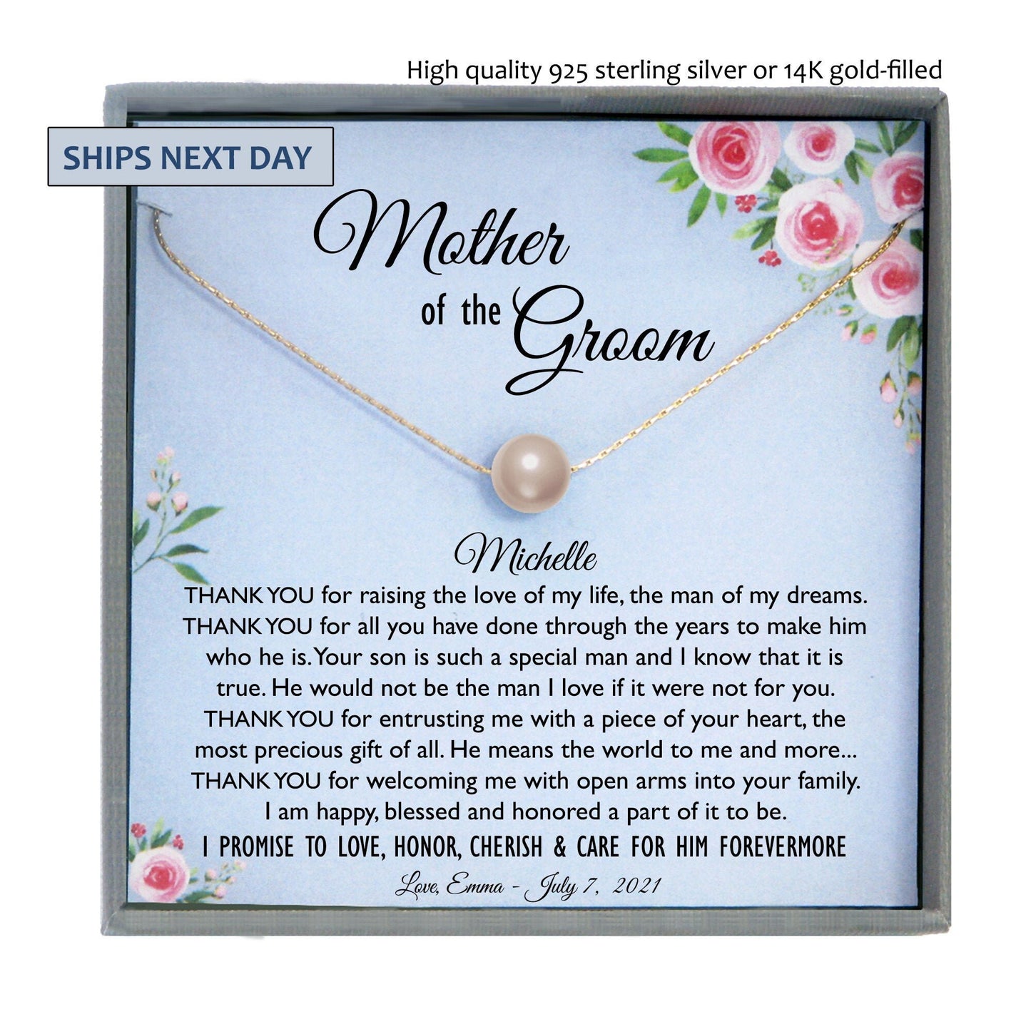 Mother of the Groom from Bride Gift Necklace Future Mother in Law Wedding Gift, Bride to Mother in law gift