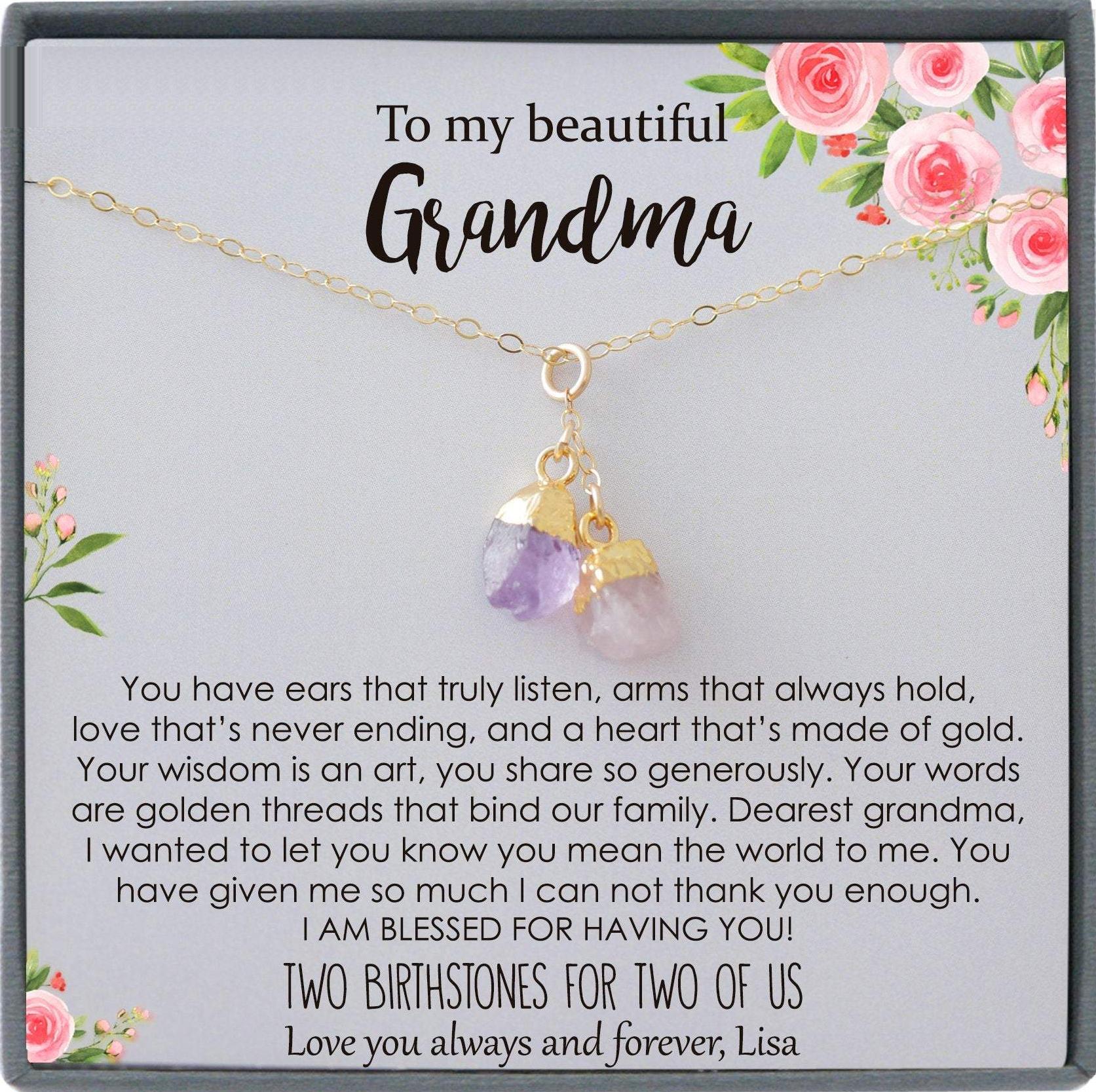 Birthstone Necklace for Grandma Necklace, Birthstone Necklace Grandmother Gift for Grandma Gift, Personalized Grandma Necklace Mothers Day