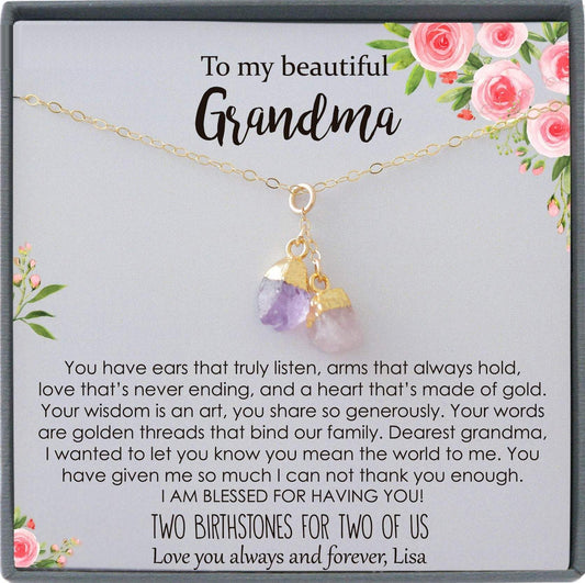 Birthstone Necklace for Grandma Necklace, Birthstone Necklace Grandmother Gift for Grandma Gift, Personalized Grandma Necklace Mothers Day