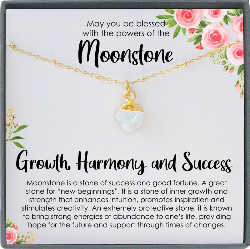 New Beginnings Gift, Good Luck Gifts, Mindfulness Gift, Rainbow Moonstone Necklace, Raw Moonstone Necklace for Women Healing Crystal