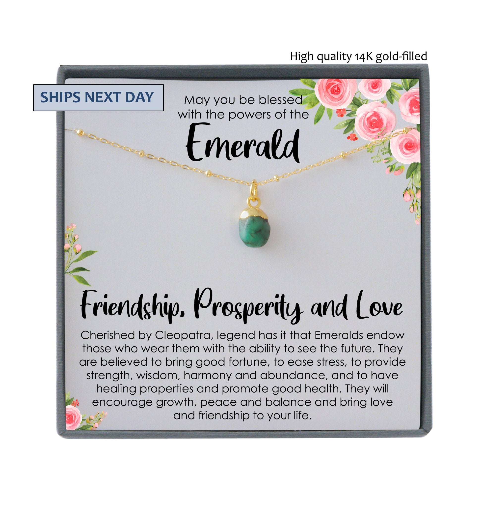 Raw Emerald Friendship Necklace, Healing Genuine Gemstone, May Birthstone Necklace, Raw Emerald Necklace, Raw Gemstone Green Emerald Jewelry