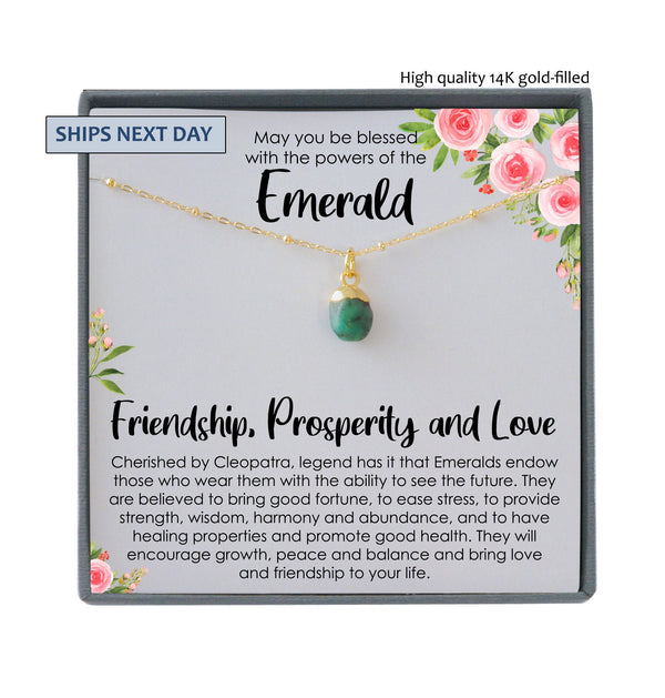 Raw Emerald Friendship Necklace, Healing Genuine Gemstone, May Birthstone Necklace, Raw Emerald Necklace, Raw Gemstone Green Emerald Jewelry