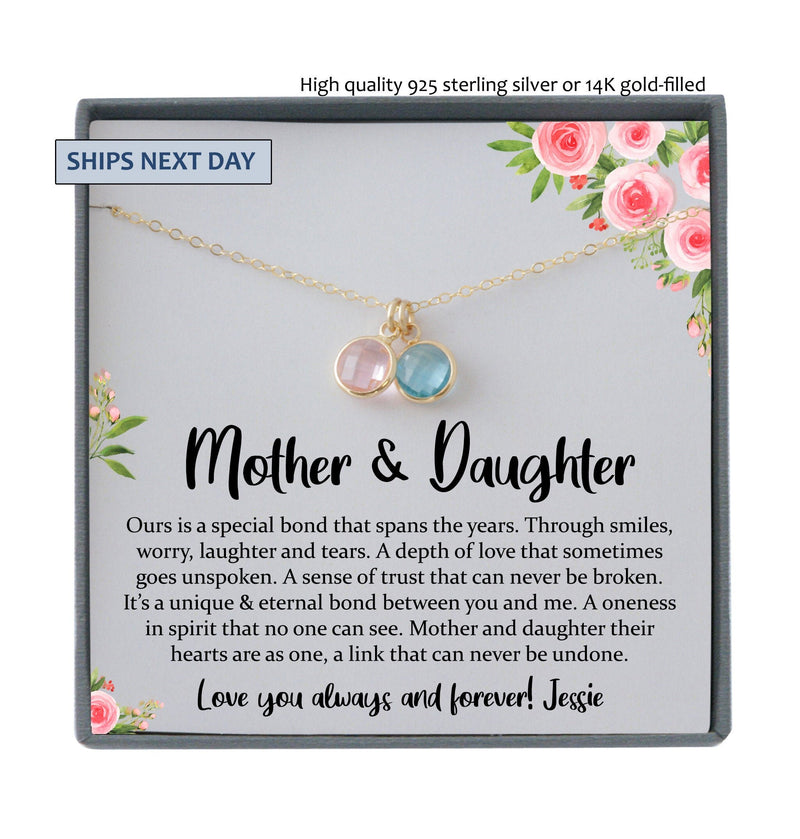 Personalized Mother Daughter Sun Burst Necklace Set, Birthstone Sunshi -  Danique Jewelry