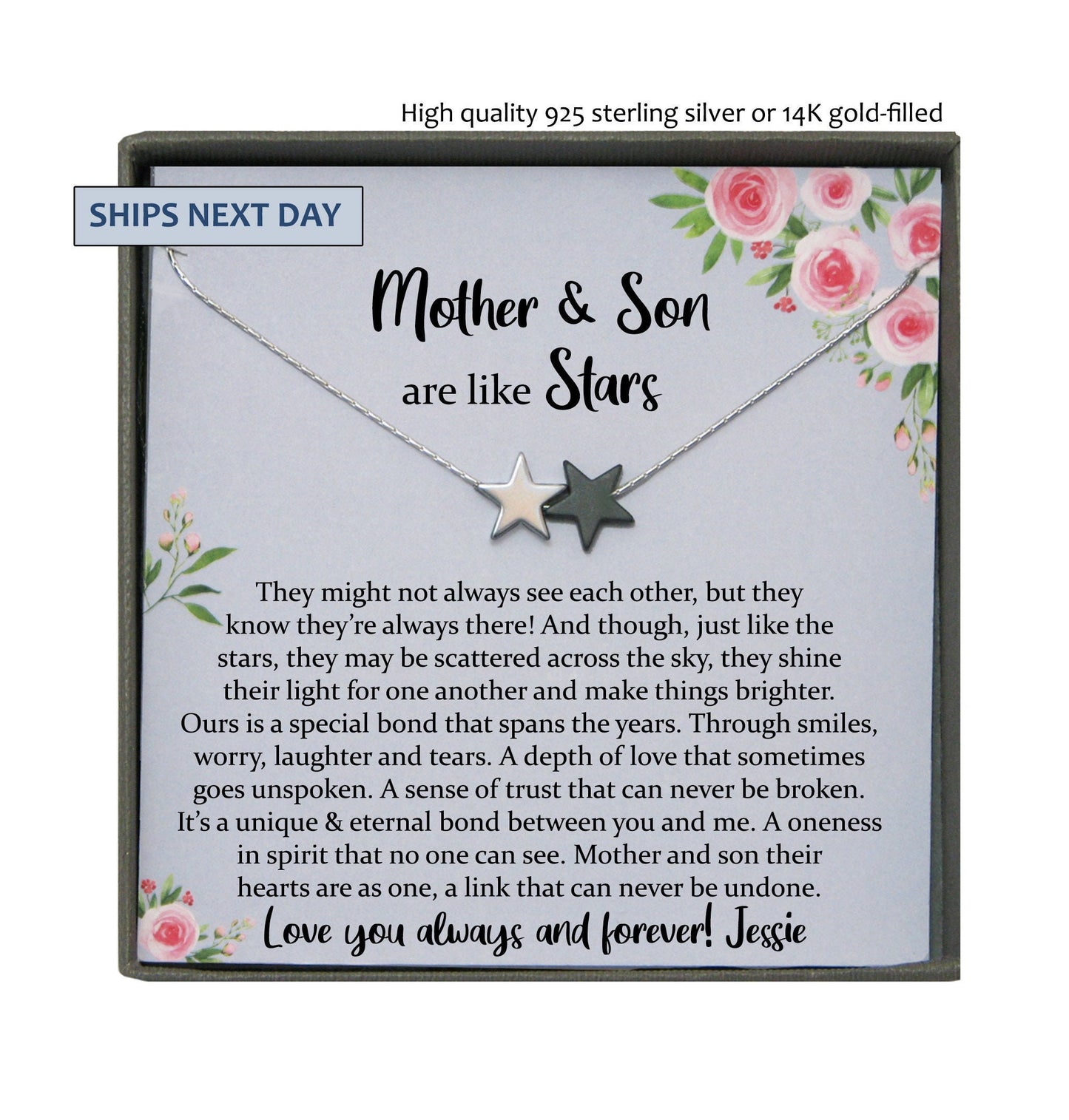 Mother Son Gift from Son, Gift for Mom from Son, Mother Son Necklace, The Love Between a Mother and Son Knows no Distance, Mothers Day Gift