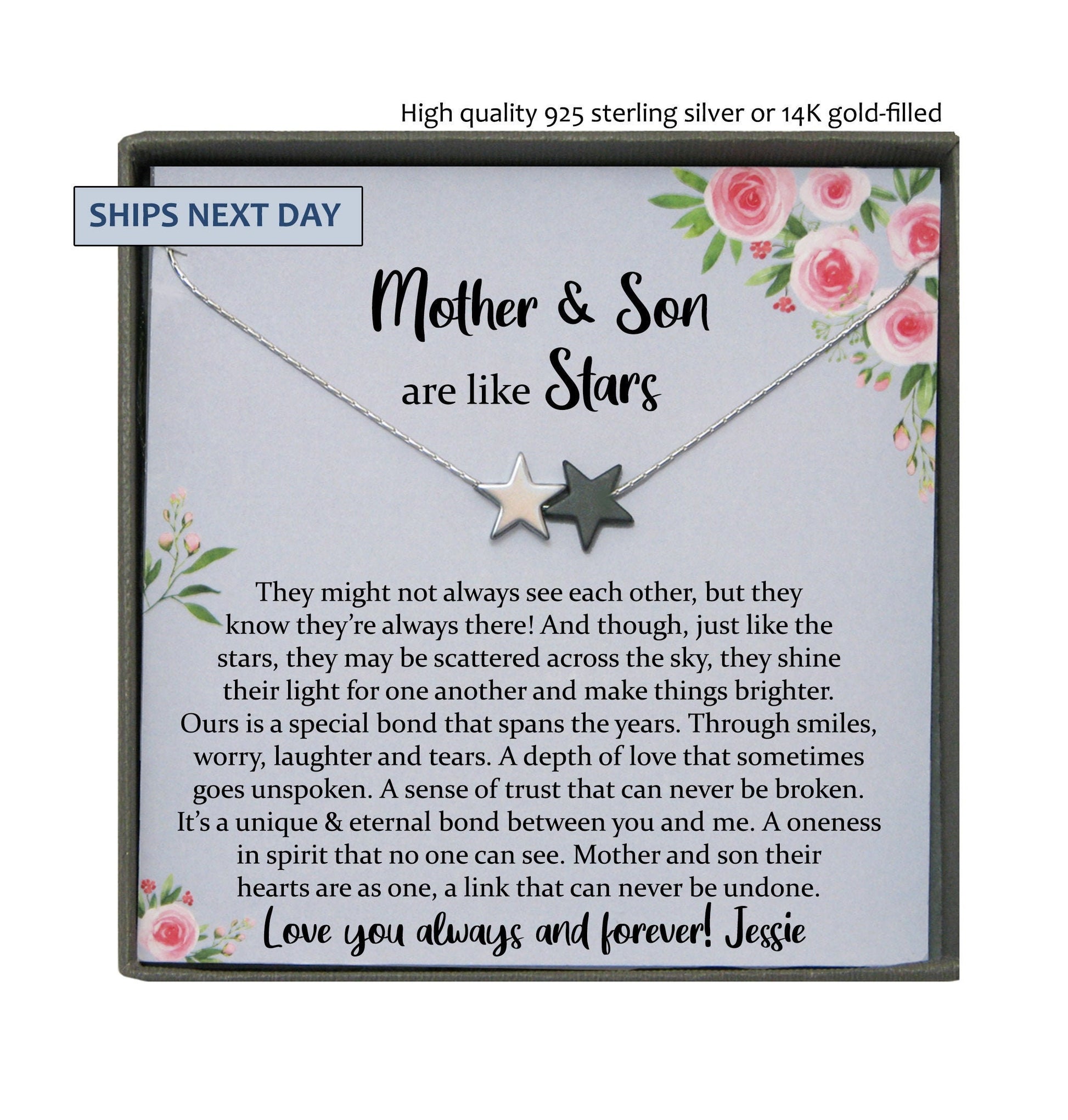 Mother Son Gift from Son, Gift for Mom from Son, Mother Son Necklace, The Love Between a Mother and Son Knows no Distance, Mothers Day Gift